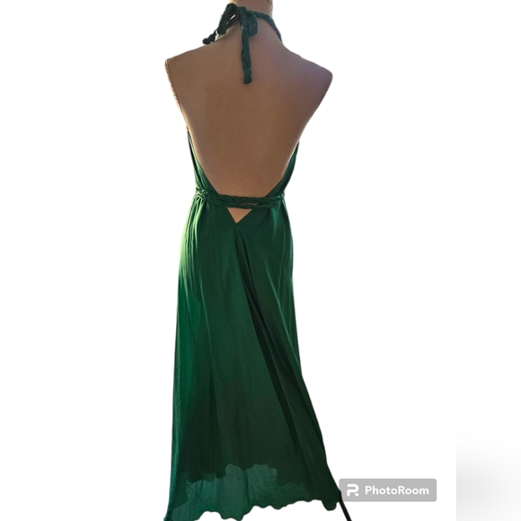 Lisa Brown | Green 100% Silk Hab Maxi - Poppy Dress | Retails for $699 !! - Picture 6 of 8